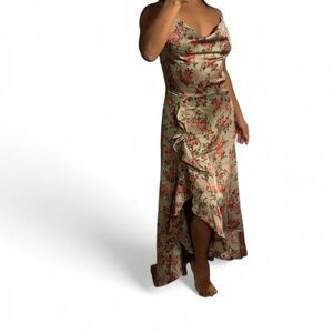 Floral Satin Evening Gown